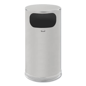 Rubbermaid® Commercial European And Metallic Side-opening Receptacle, Round, 12 Gal, Satin Stainless freeshipping - TVN Wholesale